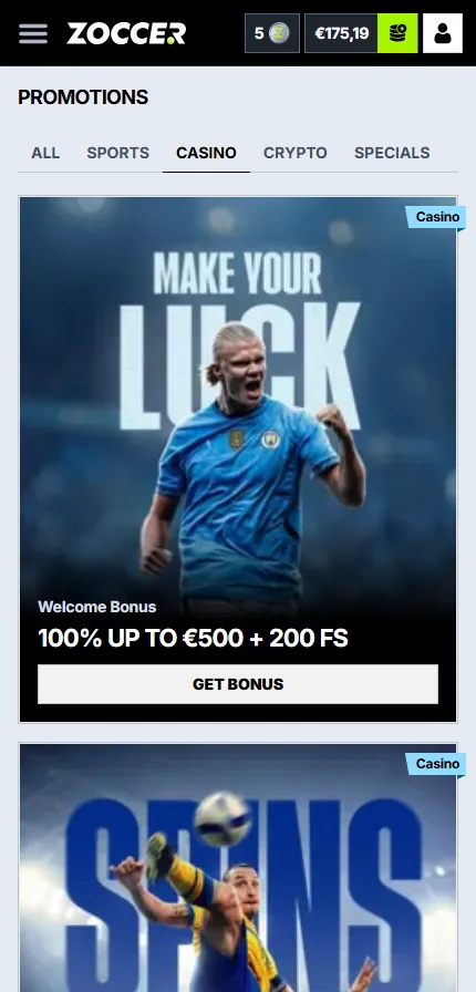 Zoccer Aktionsseite